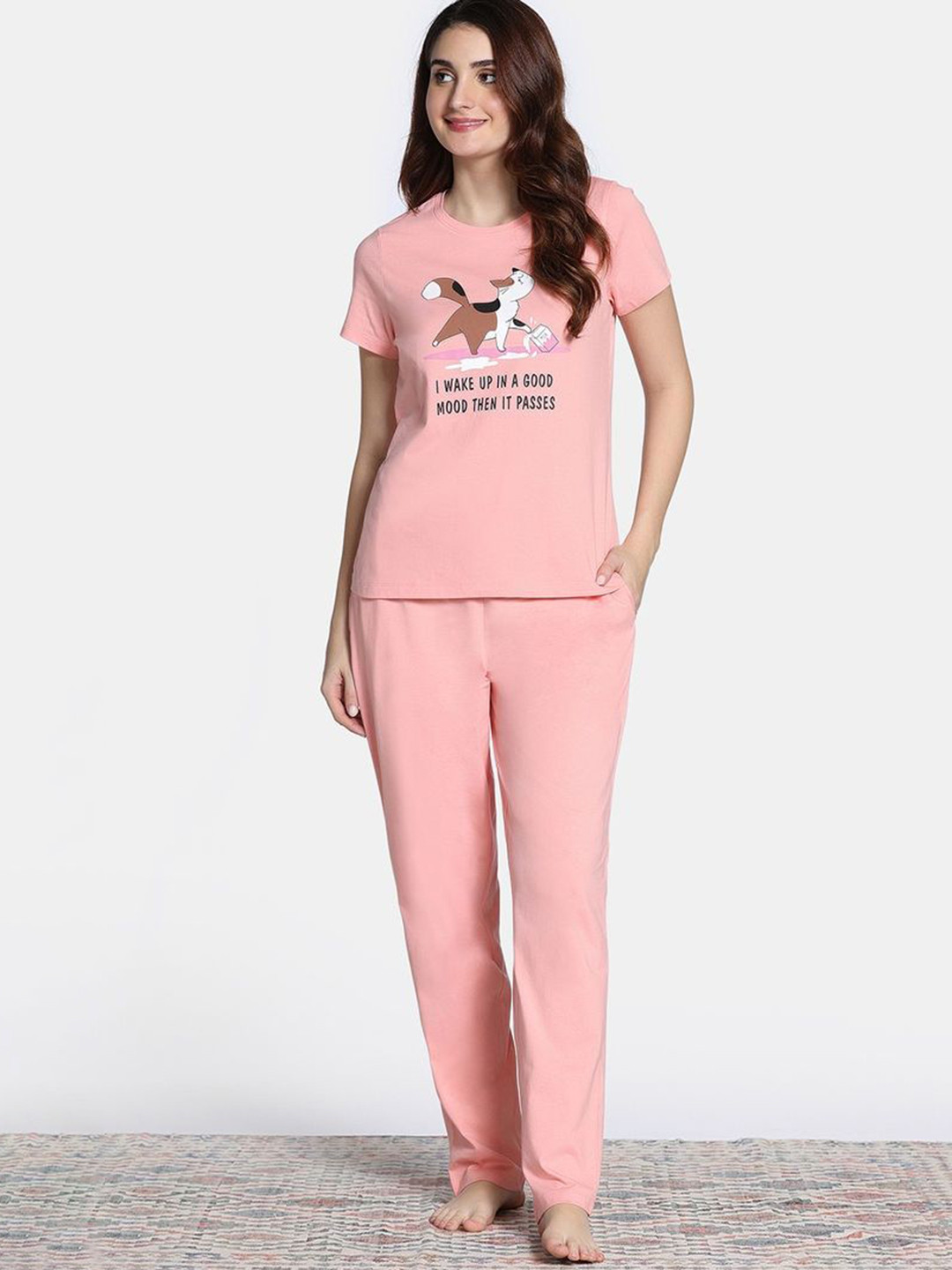 

Zivame Women Printed Night suit, Pink