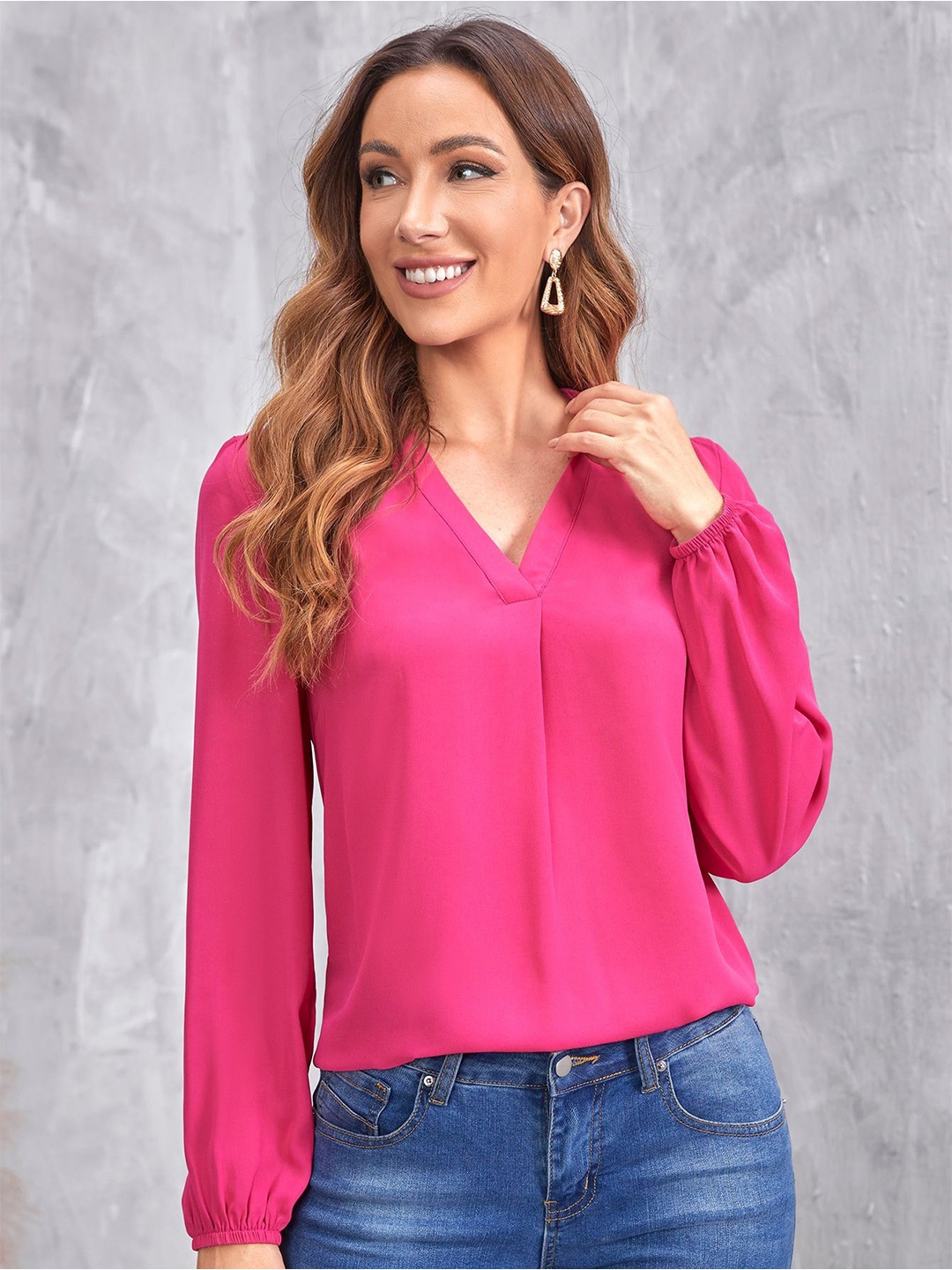 

MIZAGO Women V-Neck Top, Peach