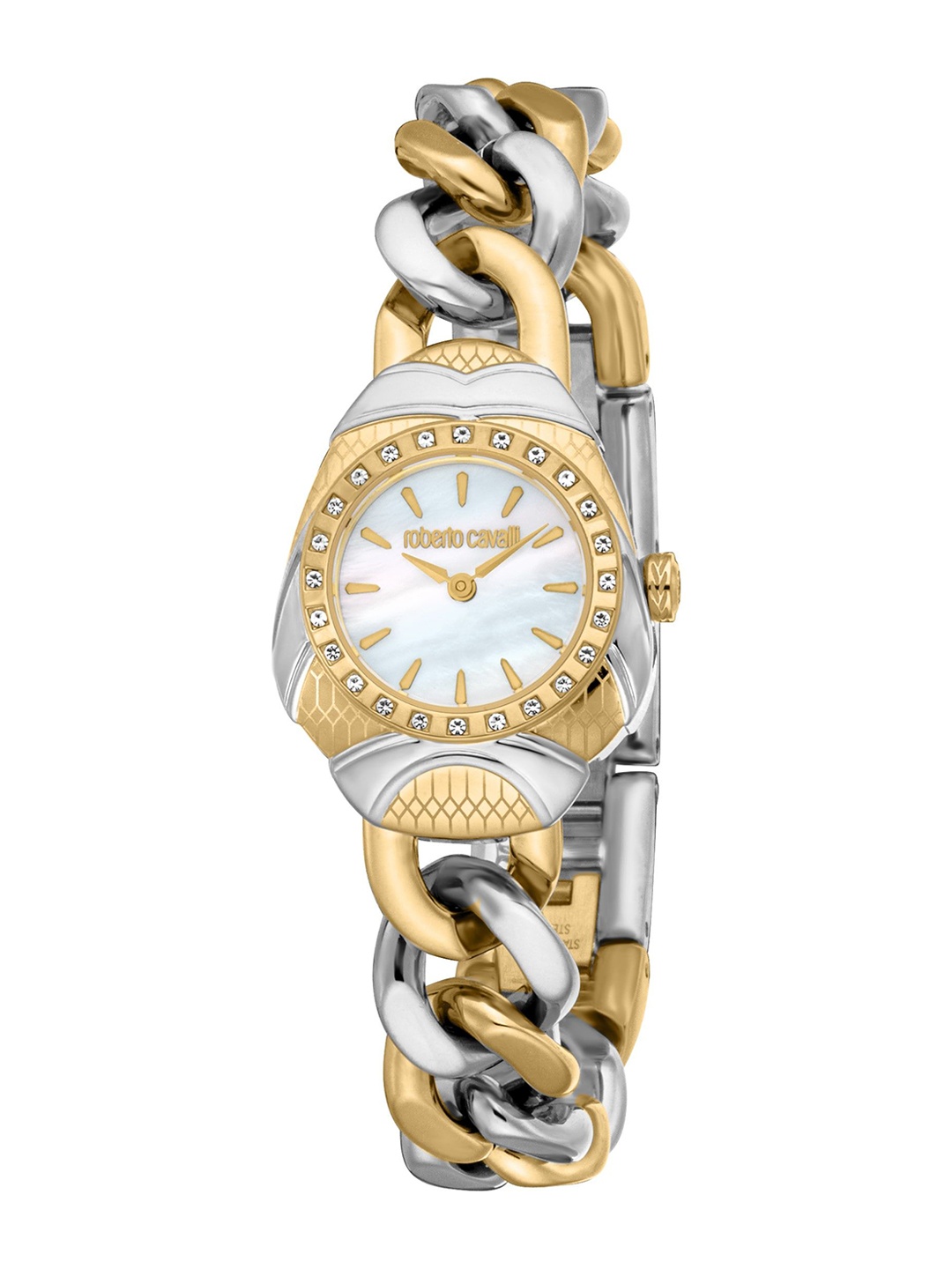 

Roberto Cavalli Women Embellished Dial & Stainless Steel Bracelet Style Straps Analogue Automatic Watch, Multi