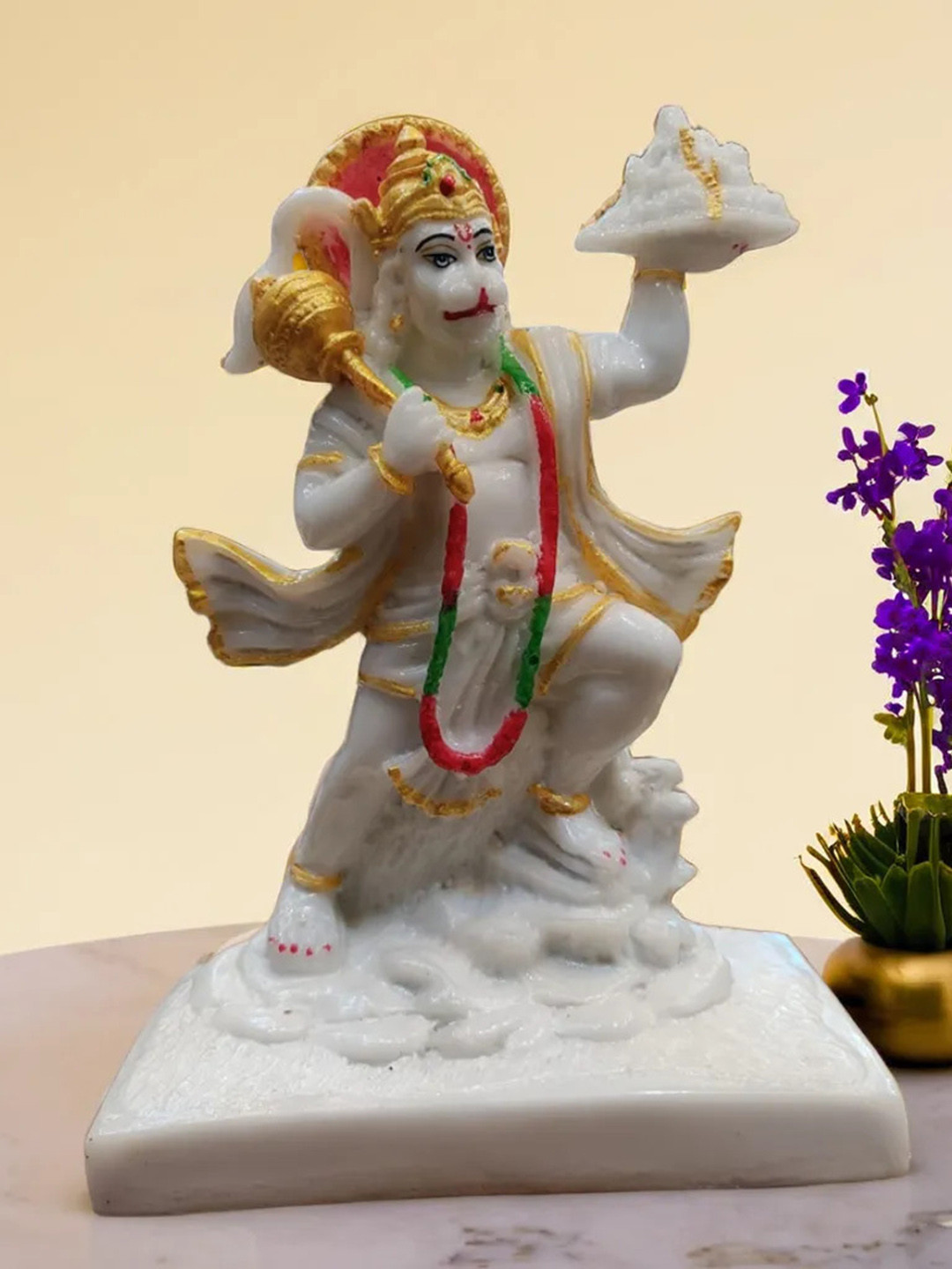 

SANKALAN CREATIONS White Lord Hanuman Religious Idol Showpiece