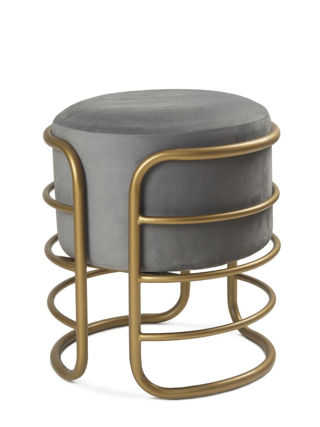 

Blck Homes Grey & Gold Toned Cotton Cylindrical Without Storage Oliver Pouffe Ottoman