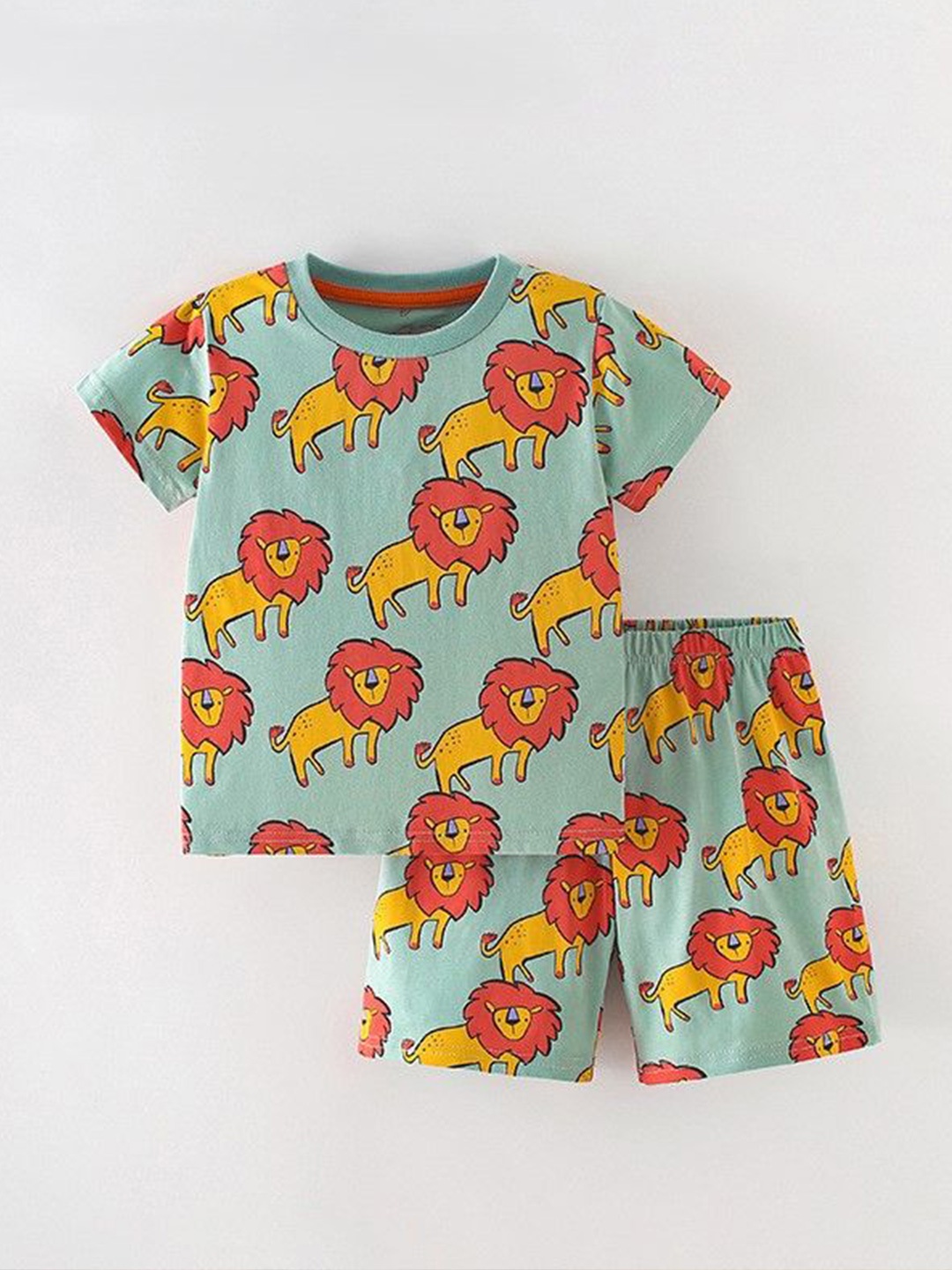 

YK Boys Printed T-shirt with Shorts, Green
