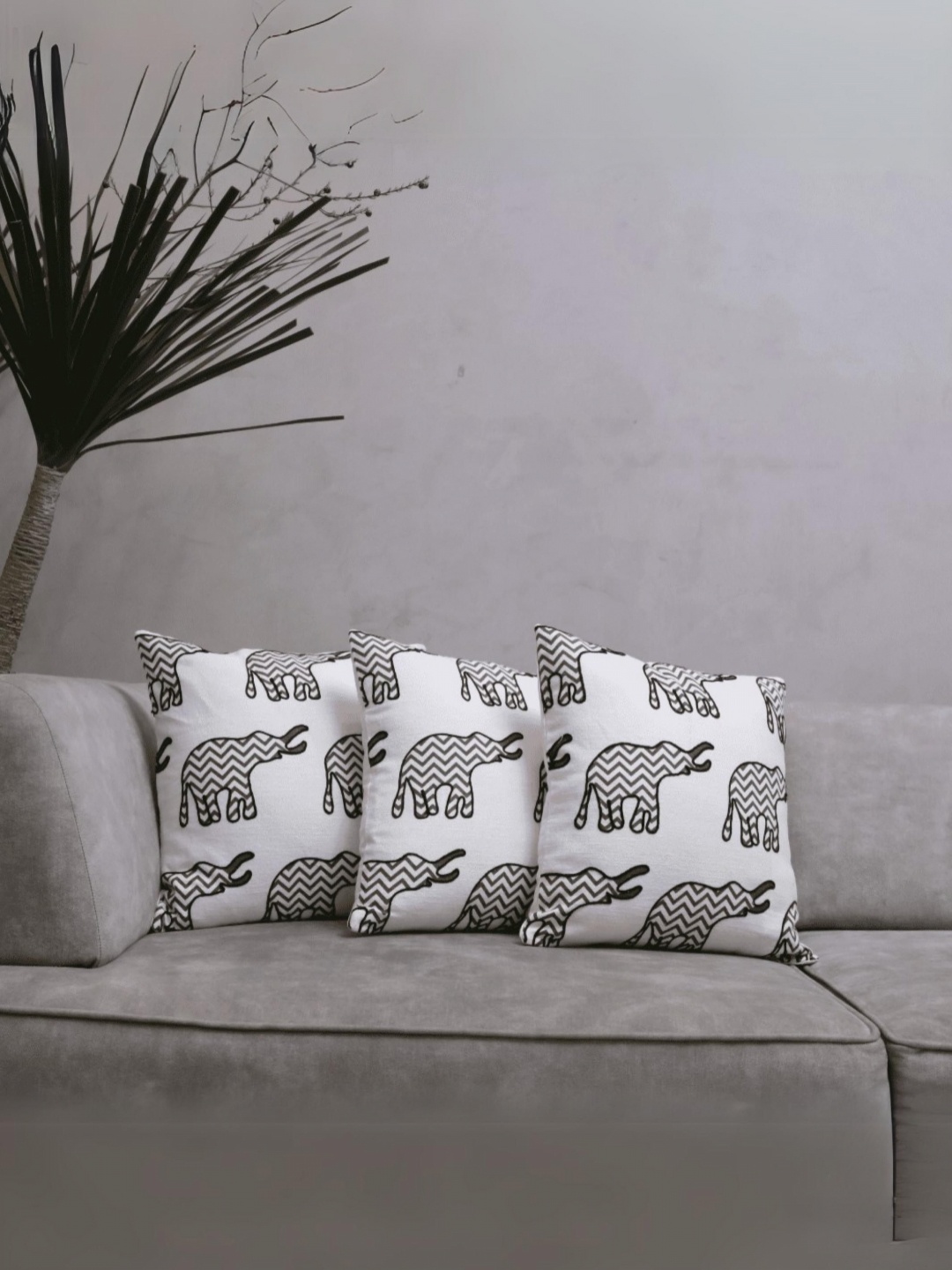 

LUSHLYF Tufted Collection White And Black 3 Pcs Quirky Cotton Square Cushion Covers