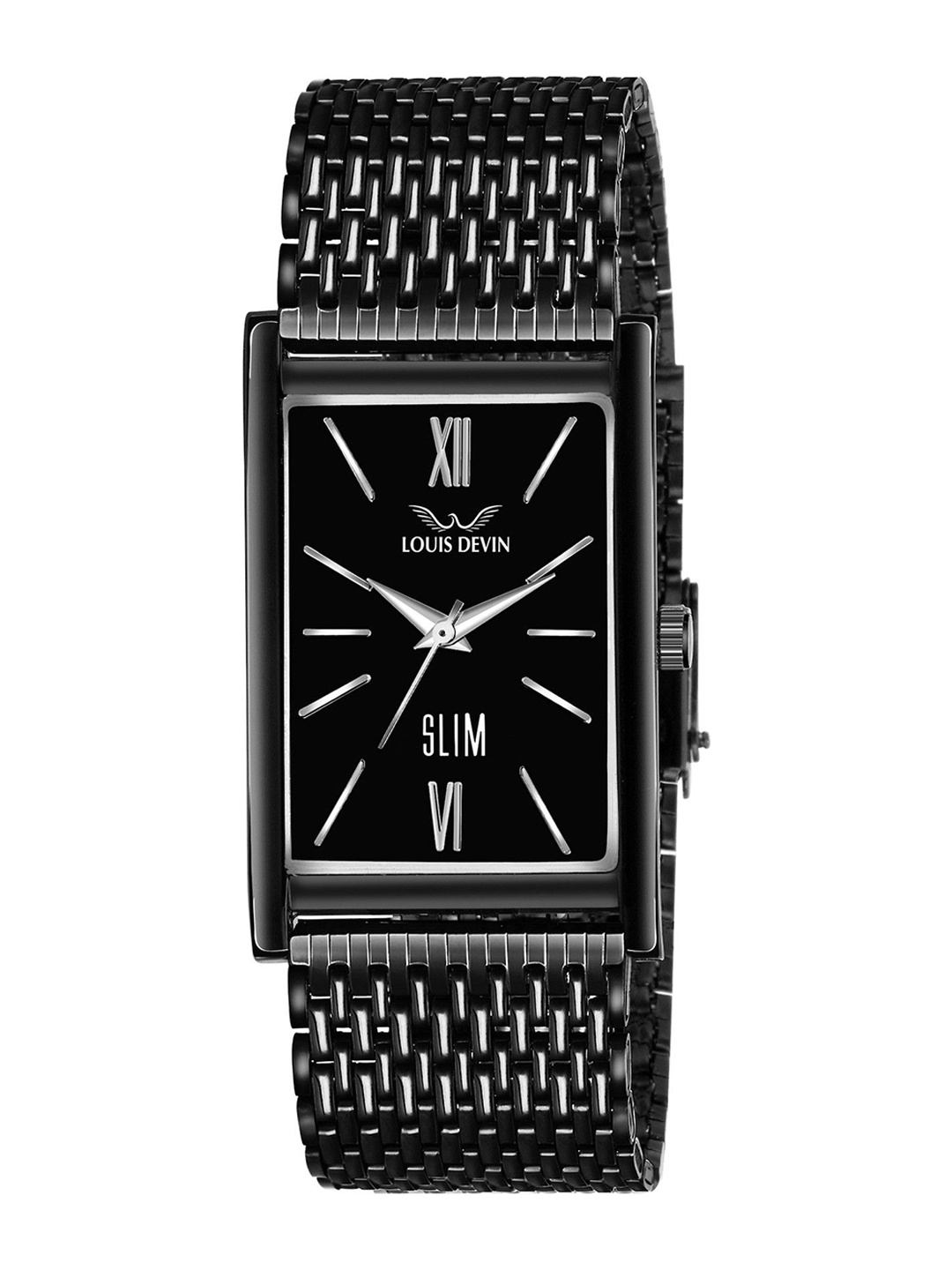 

LOUIS DEVIN Men Embellished Dial & Bracelet Style Straps Analogue Watch LD-BK052-BLK-CH, Black