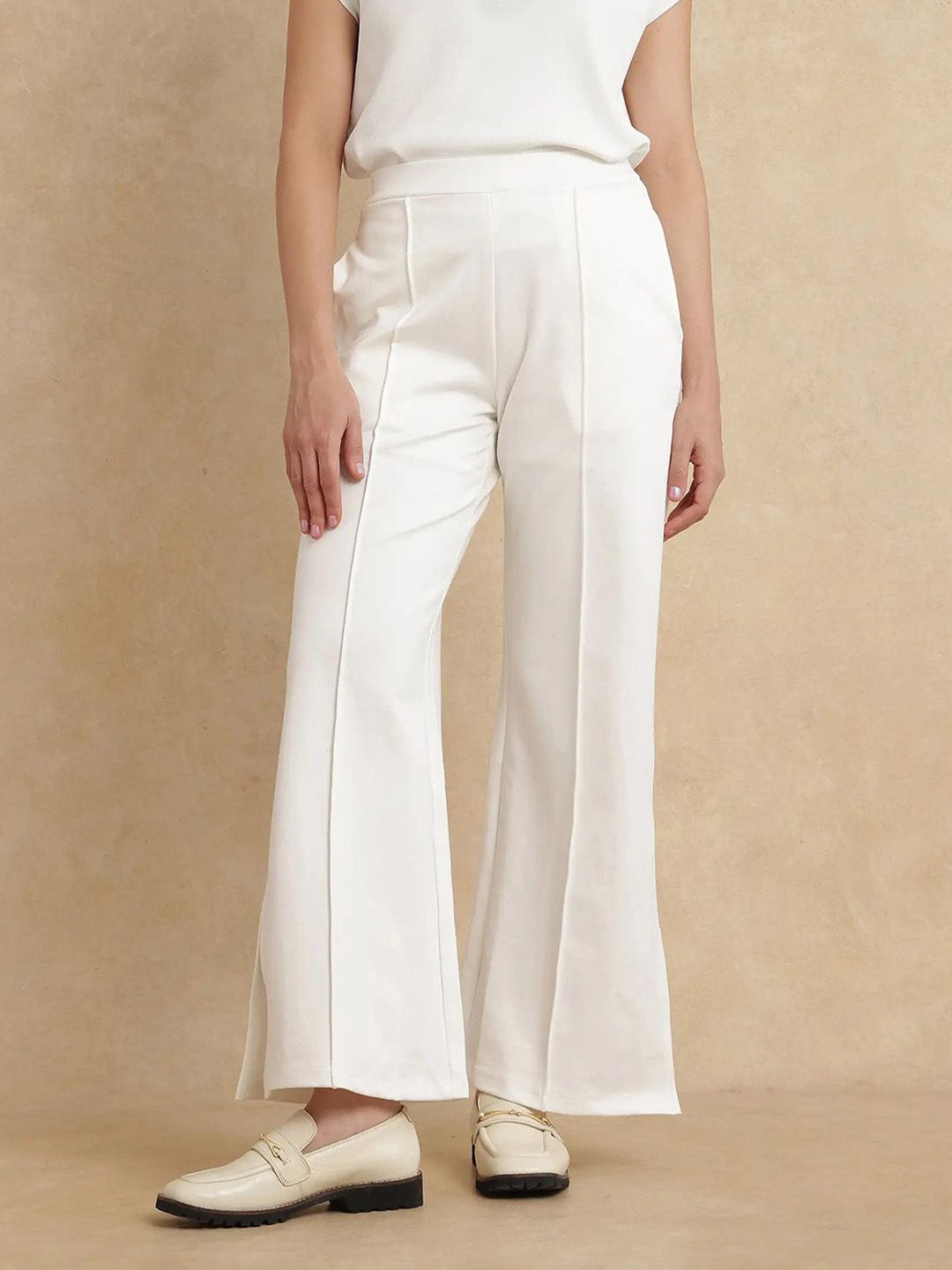 

RAREISM Women Jancuri Primary Off White Trousers