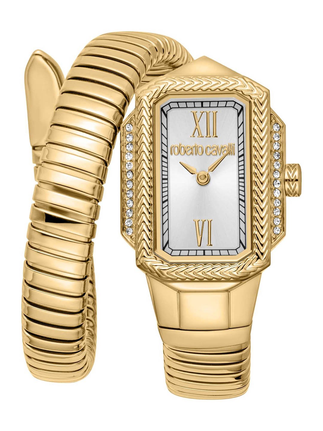 

Roberto Cavalli Women Embellished Dial & Stainless Steel Bracelet Style Straps Analogue Automatic Watch, Gold