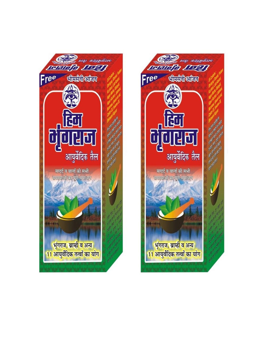 

Bhimseni Karyalay Set Of 2 Him Bhringraj Ayurvedic Oil - 100g Each, Red