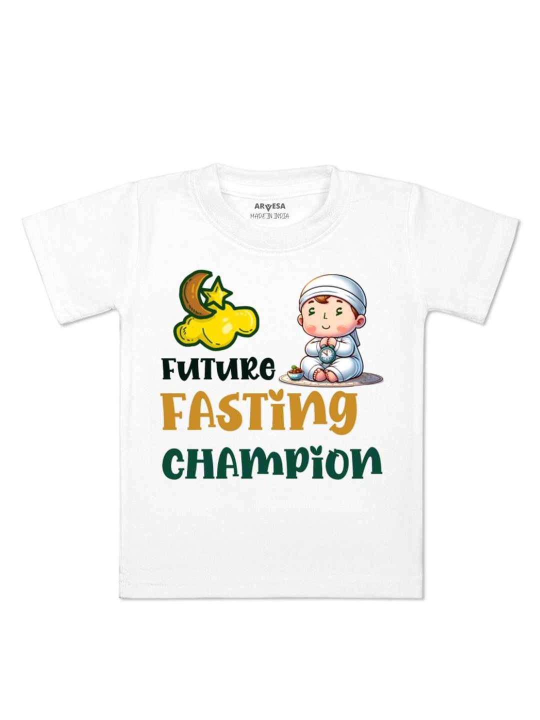 

Arvesa Fasting Champion Printed Regular Fit Tshirt, White