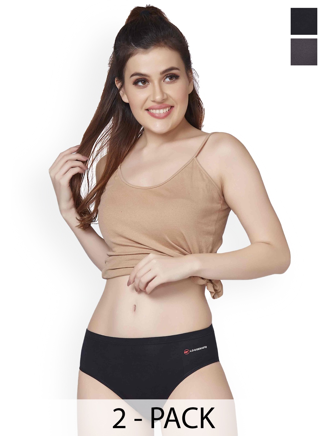 

LOGGERHEAD Pack Of 2 Hipster Briefs LHMH013-DarkGrey-Black, Grey