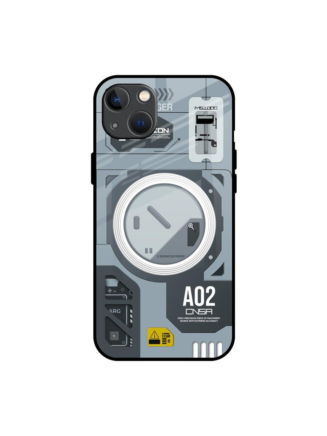 

QRIOH Modern Technology Printed iPhone 13 Back Case, Grey