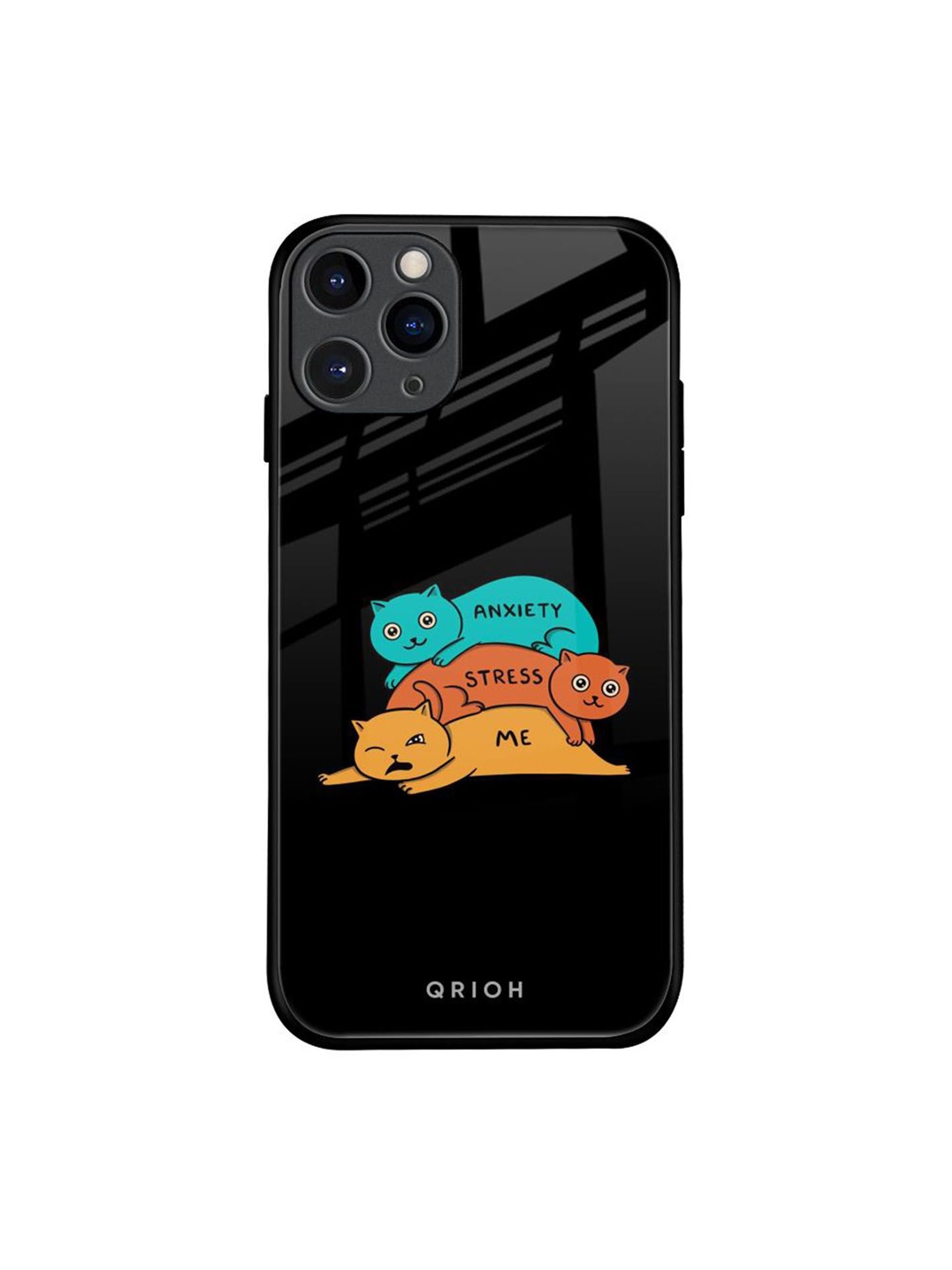 

QRIOH Quirky Printed iPhone 11 Pro Back Case Mobile Accessories, Black
