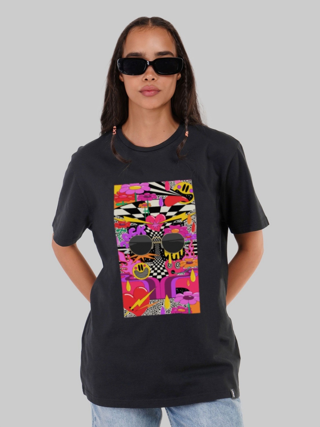 

Underrated Club Women Printed Bio Finish Applique T-shirt, Black