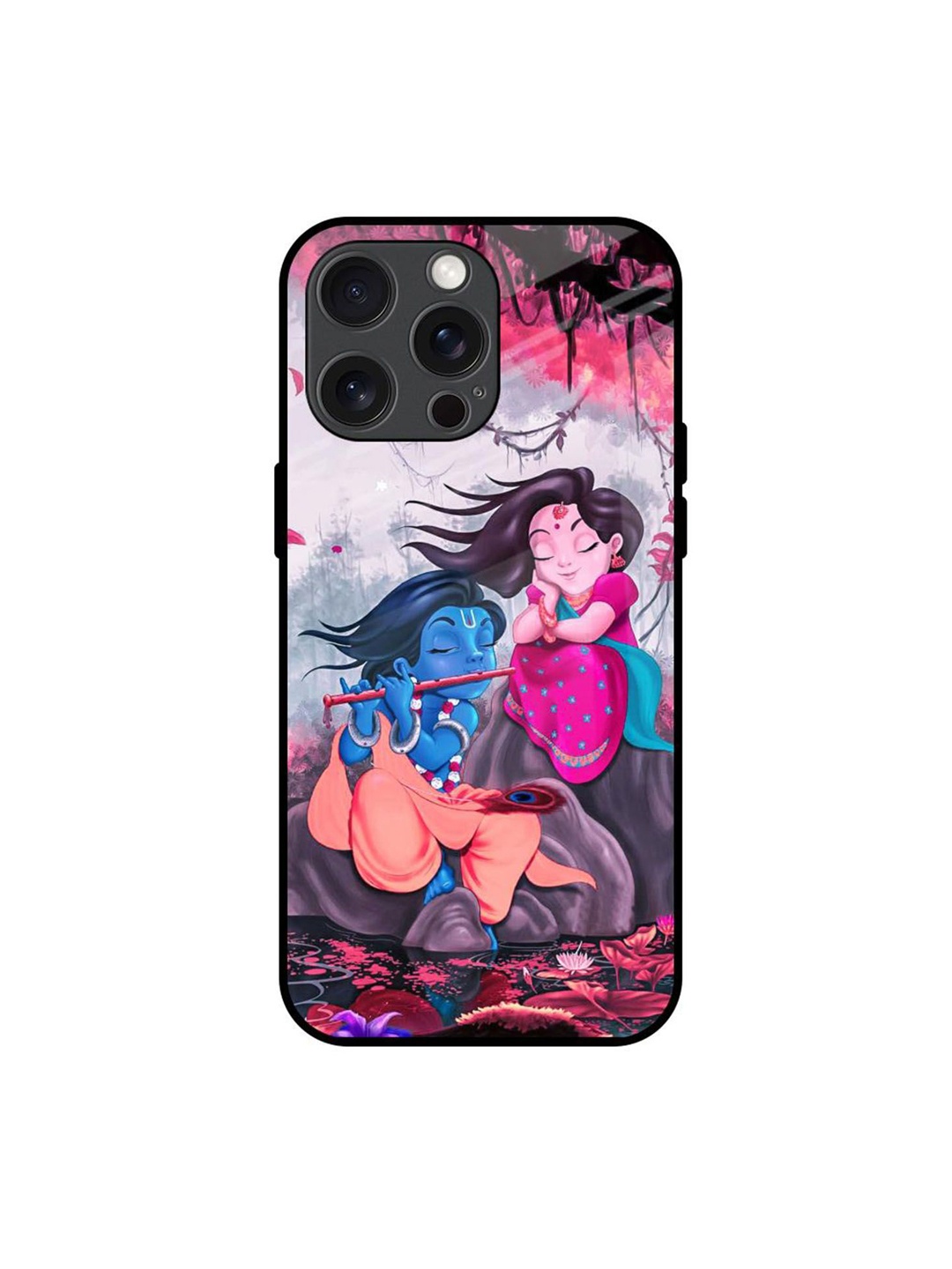 

QRIOH Radha Krishna Art Real Printed iPhone 15 Pro Max Back Case, White