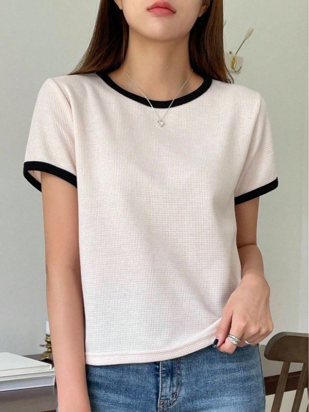 

Ajolli Women Solid Round Neck Cotton Oversized T-shirt, Beige
