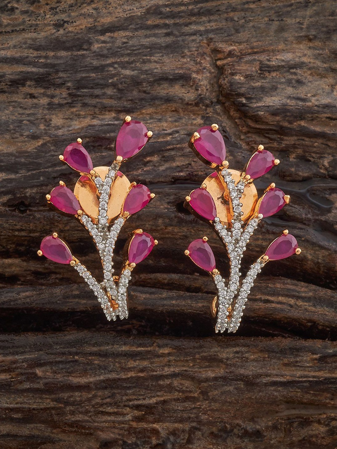 

Kushal's Fashion Jewellery Gold-Plated Classic Zircon Studded Studs