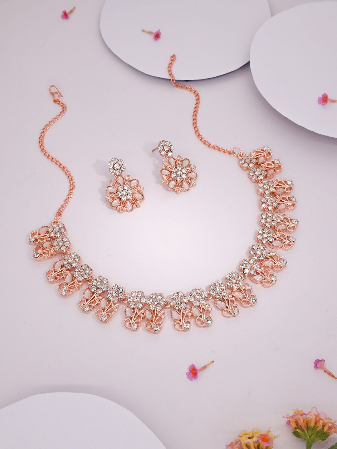 

Lyriss Gold-Plated American Diamond Studded Jewellery Set