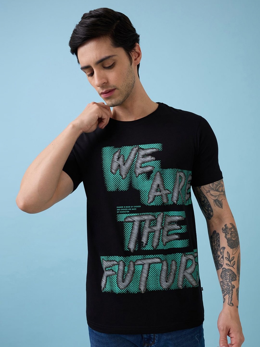 

Status Quo Men Regular Fit Typography Printed Round Neck T-shirt, Black