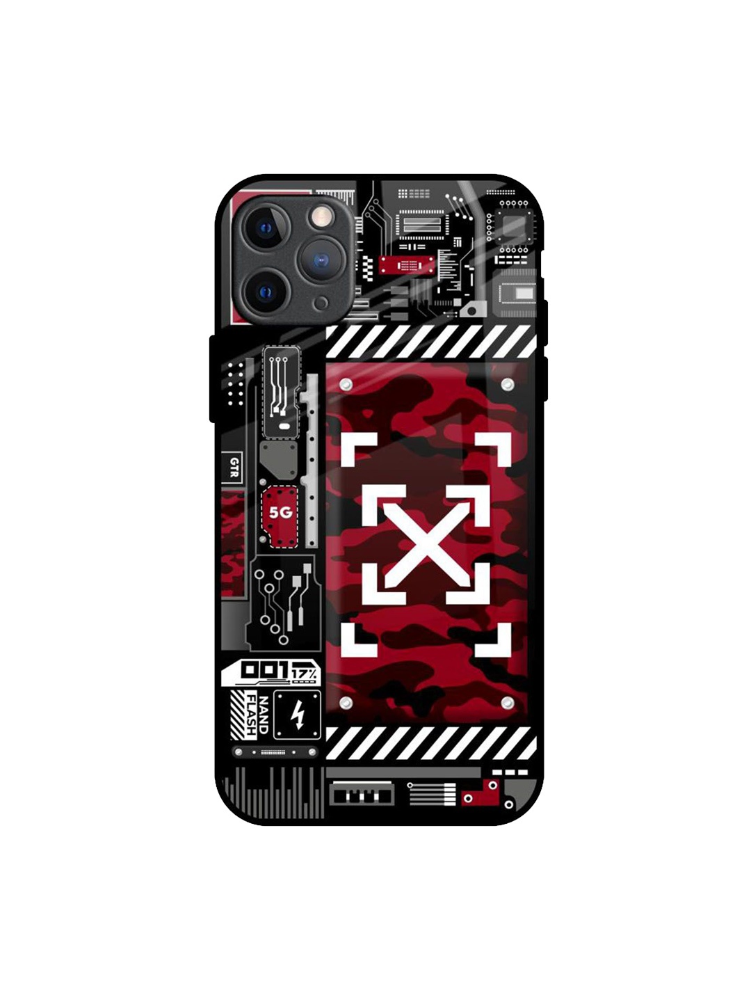 

QRIOH Technology Art Printed iPhone 11 Pro Max Back Case, Black