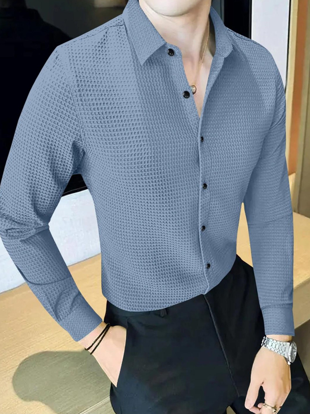 

Fashion2wear Men Premium Opaque Casual Shirt, Teal