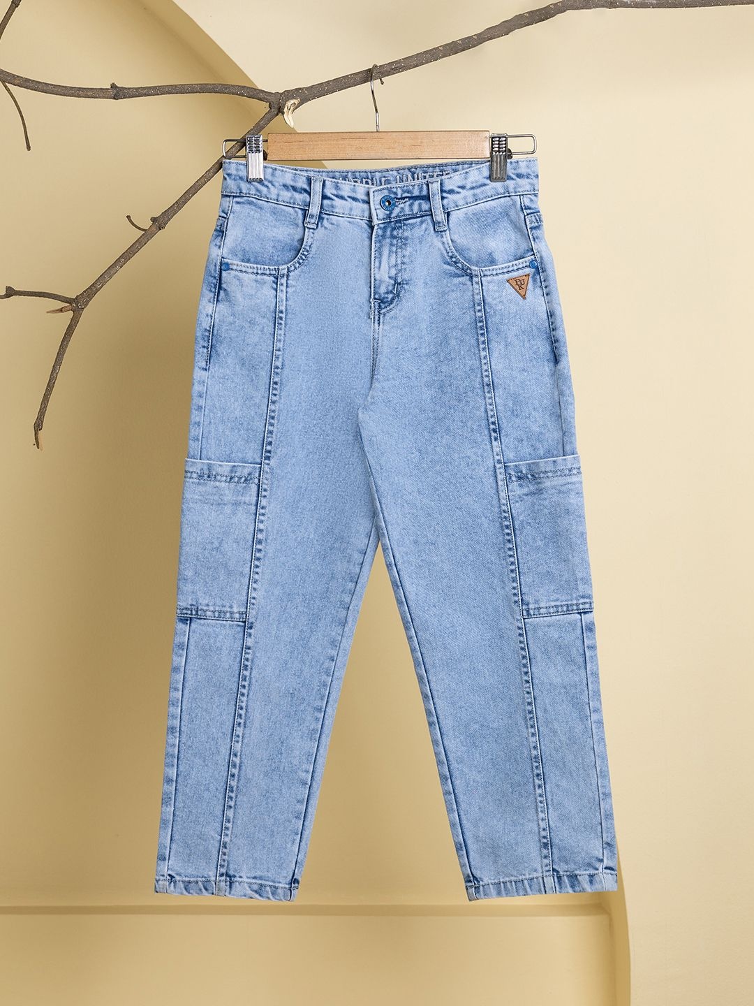 

Purple United Kids Boys Denim Heavy Fade Wide Leg Jeans, Blue