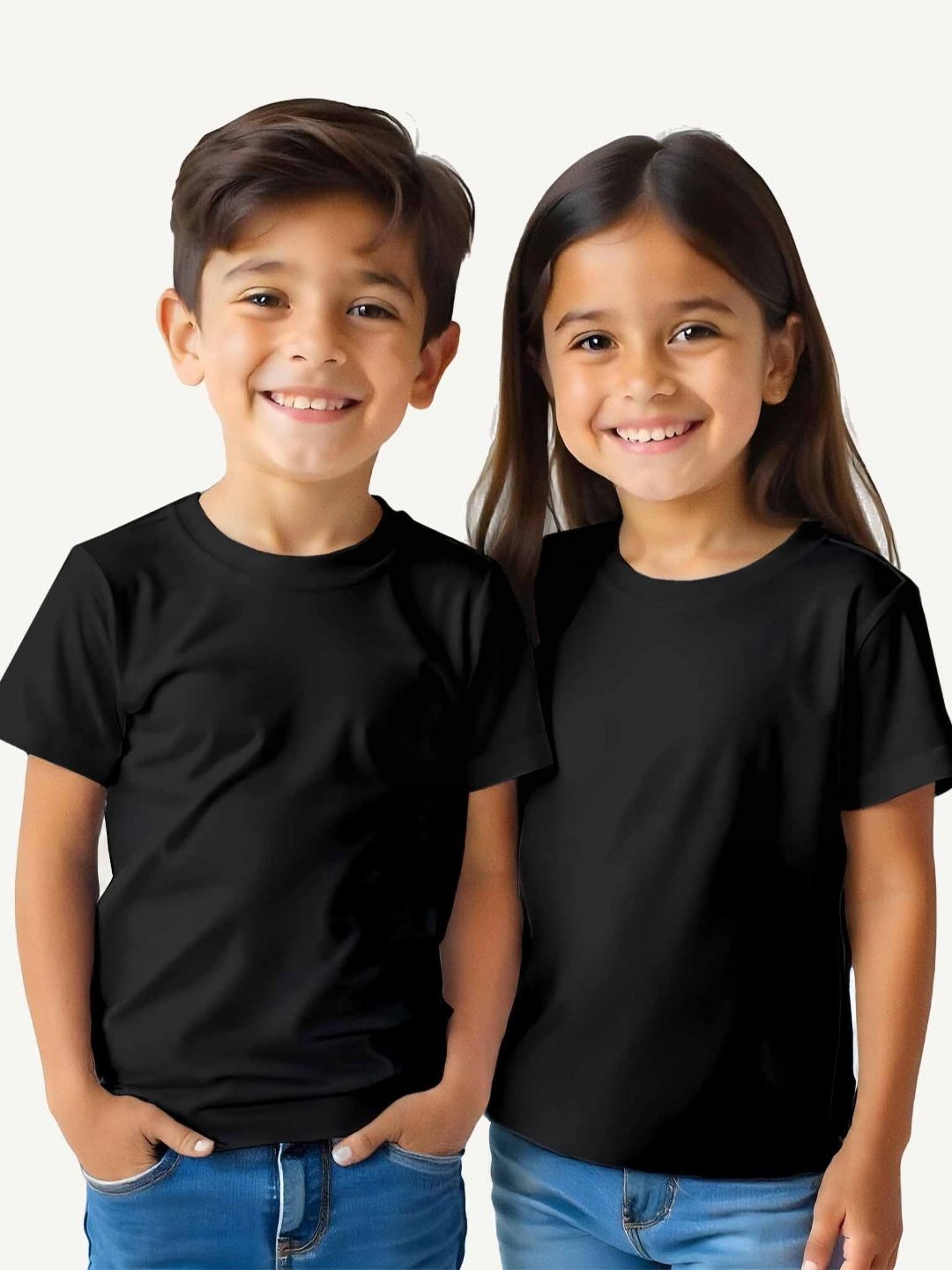 

Guugly Wuugly Kids Solid Round Neck Cotton T-shirt, Black