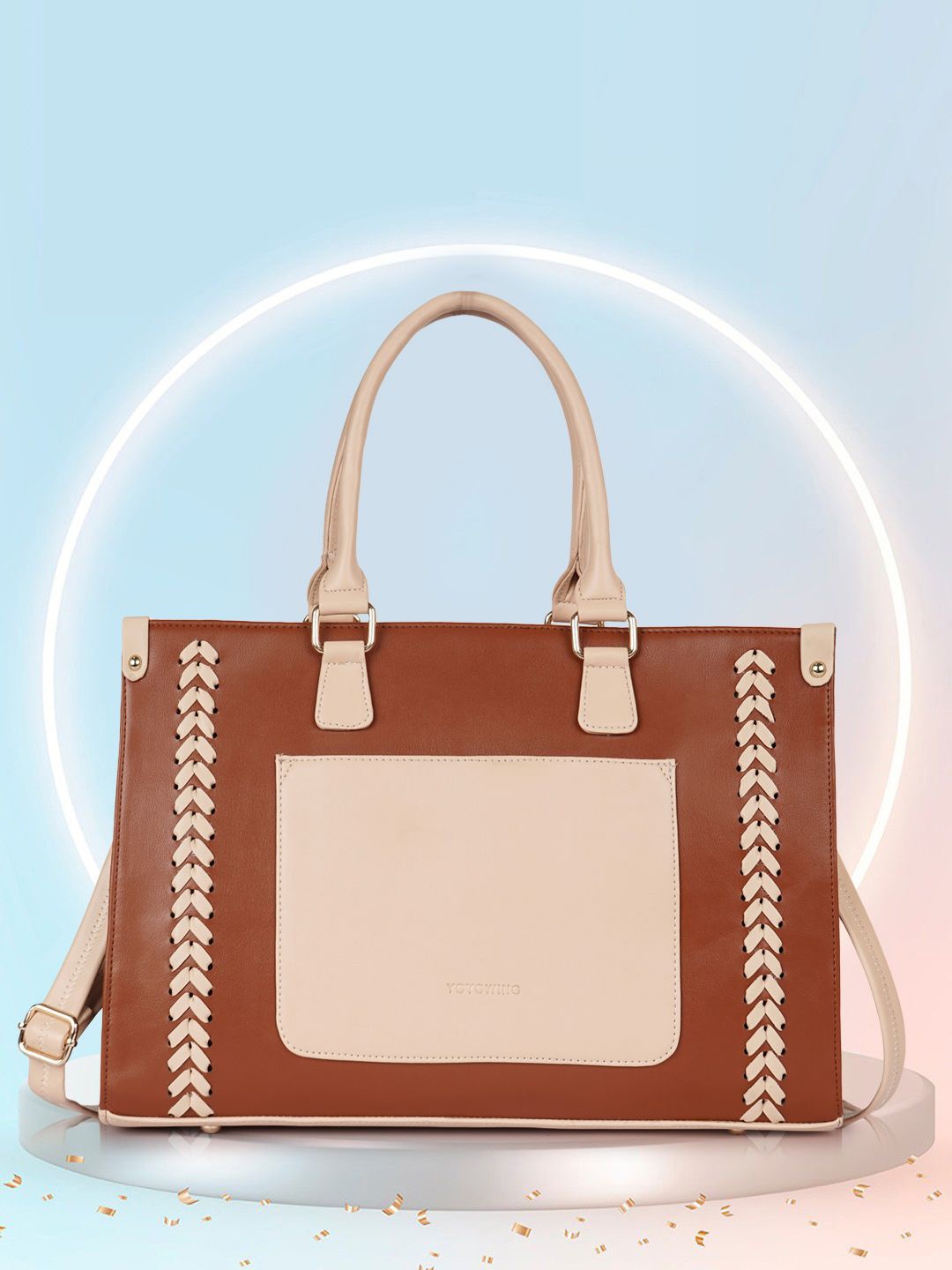 

YOYOWING Structured Handheld Bag, Tan
