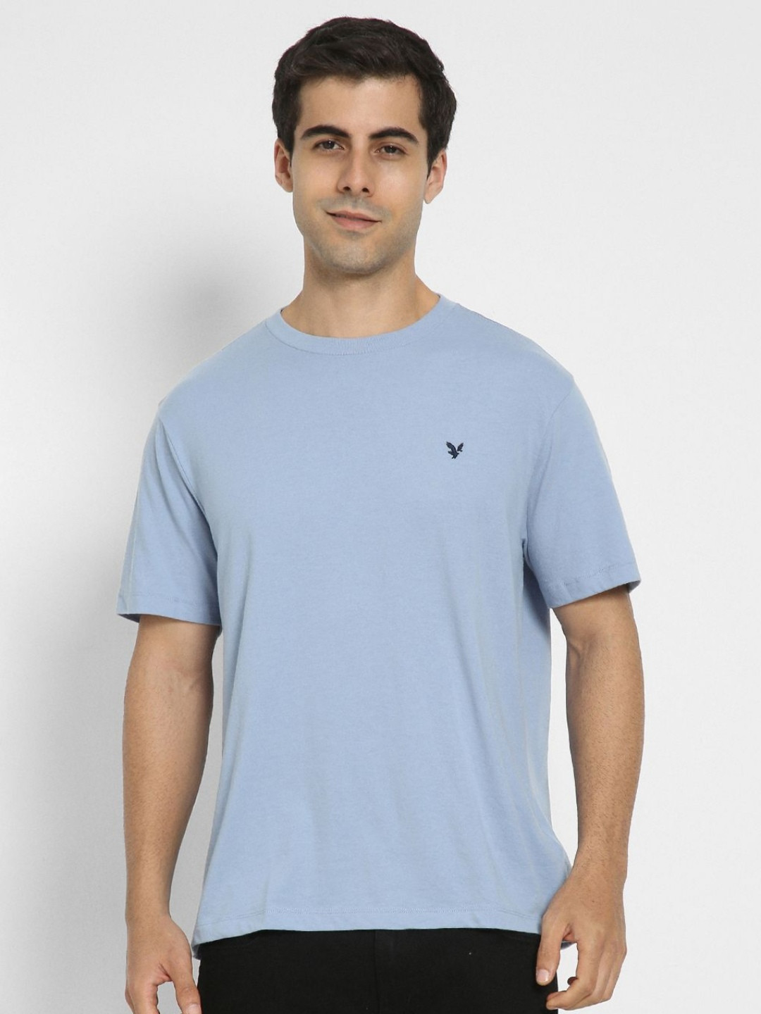 

AMERICAN EAGLE OUTFITTERS Men Solid Round Neck Cotton T-shirt, Blue