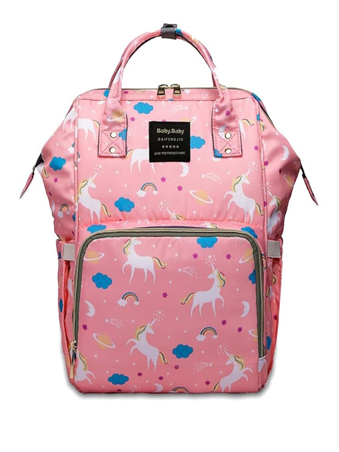 

ANNA CREATIONS Unisex Unicorn Printed Diaper Backpack, Pink