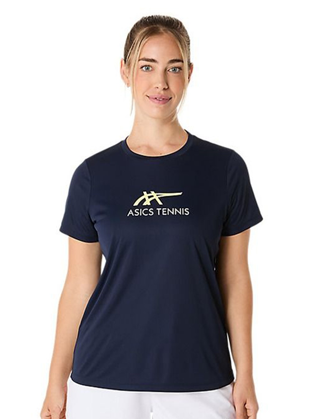 

ASICS Women Graphic Printed Round Neck T-shirt, Navy blue