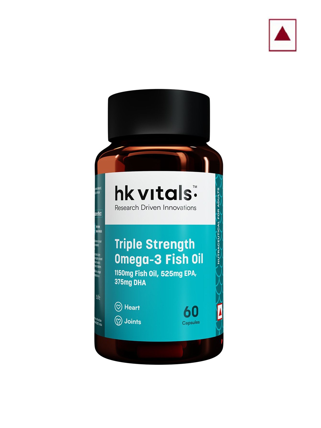 

HK VITALS Triple Strength Omega-3 Fish Oil Supplement - 60 Capsules, White