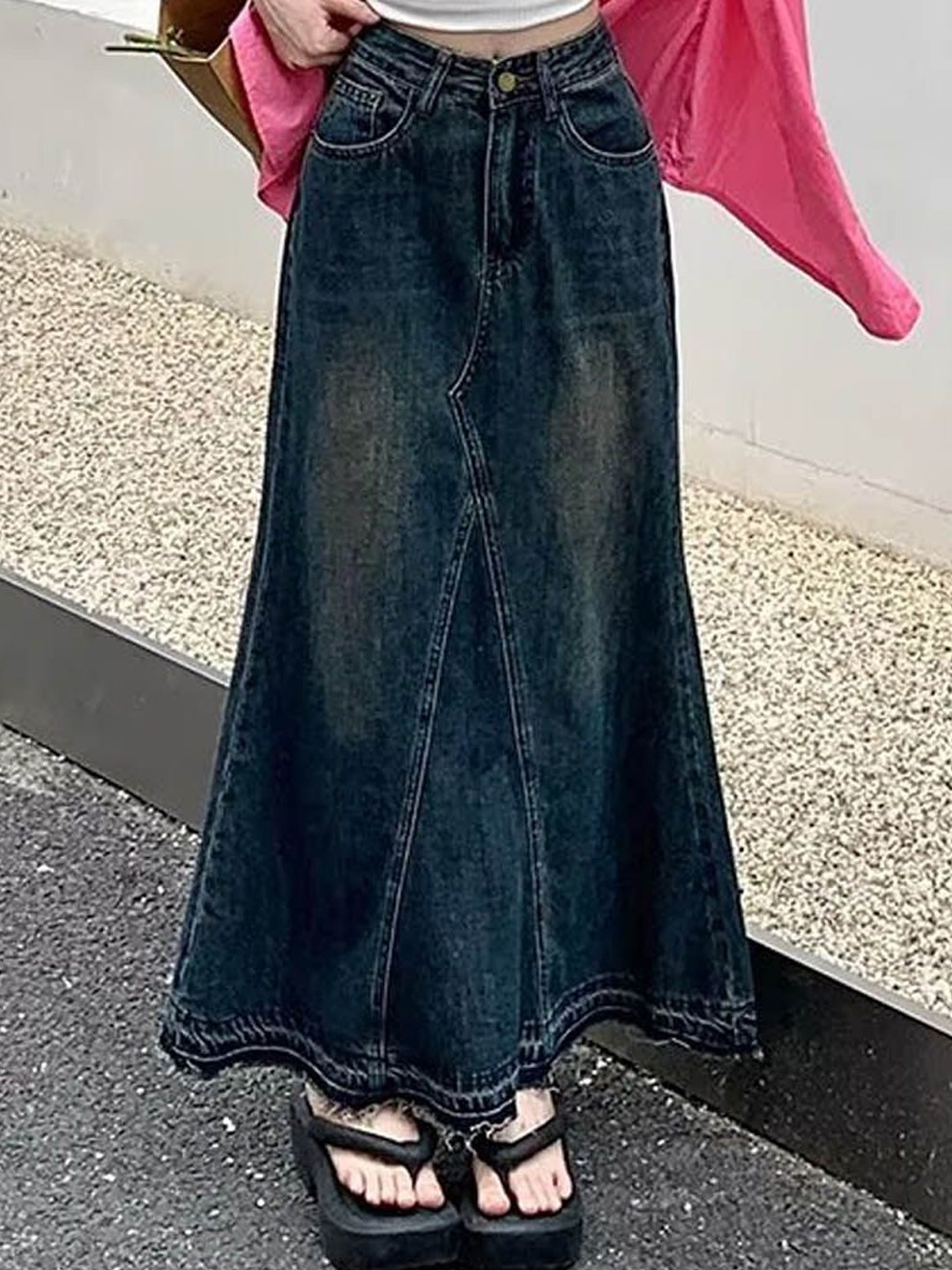 

StyleCast Denim A-Line Maxi Skirt, Blue
