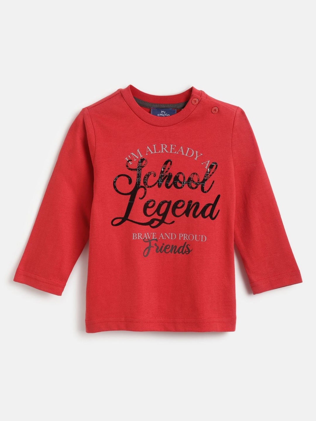 

Chicco Boys Typography Printed Round Neck Cotton T-shirt, Red