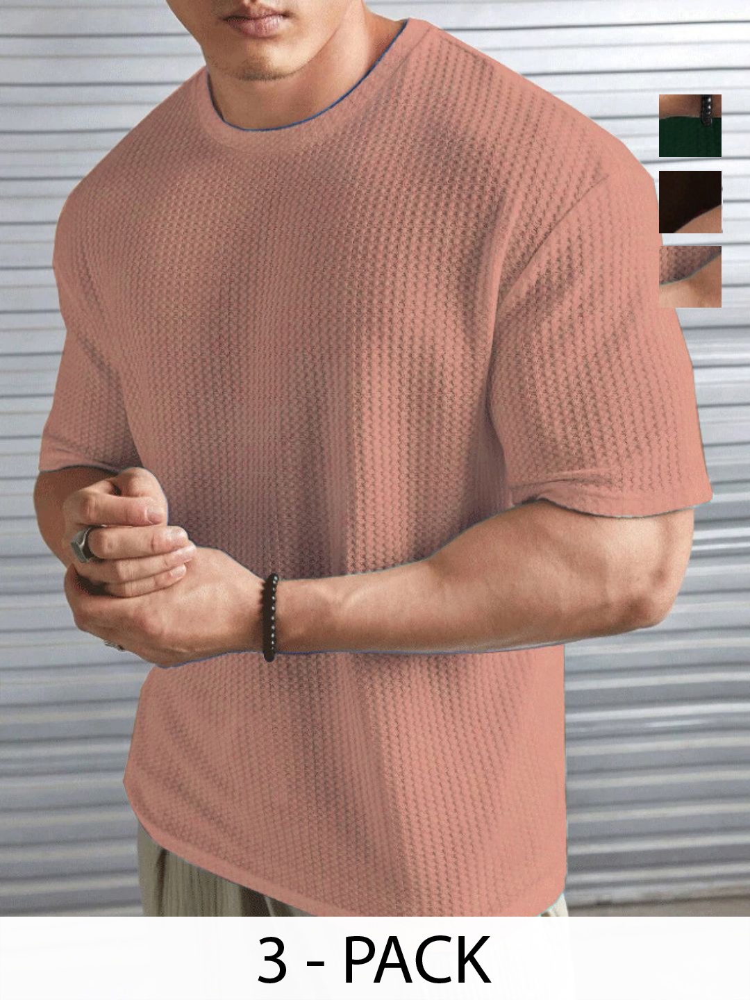 

MERRIMENT Men 3 T-shirt, Peach