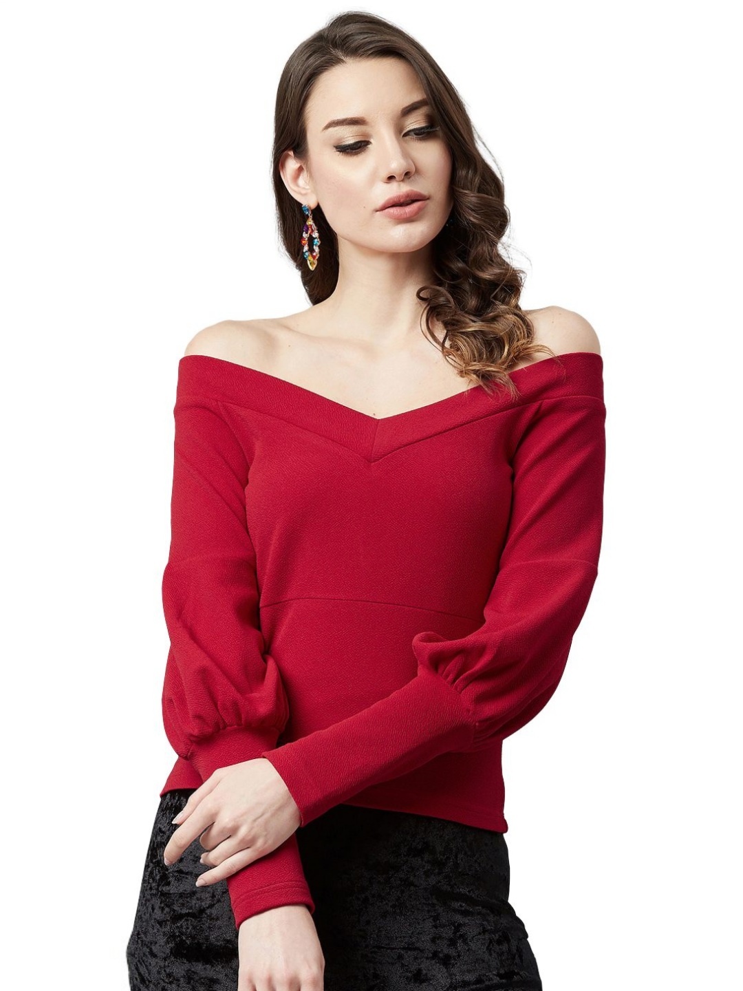

CORSICA Women V-Neck Pockets T-shirt, Maroon