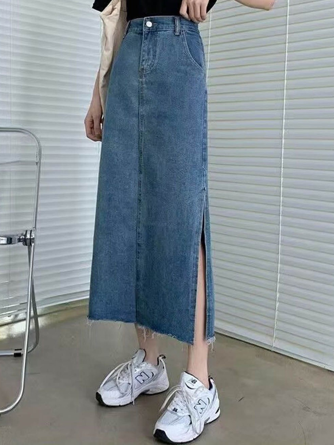 

StyleCast Denim A-Line Maxi Skirt, Blue