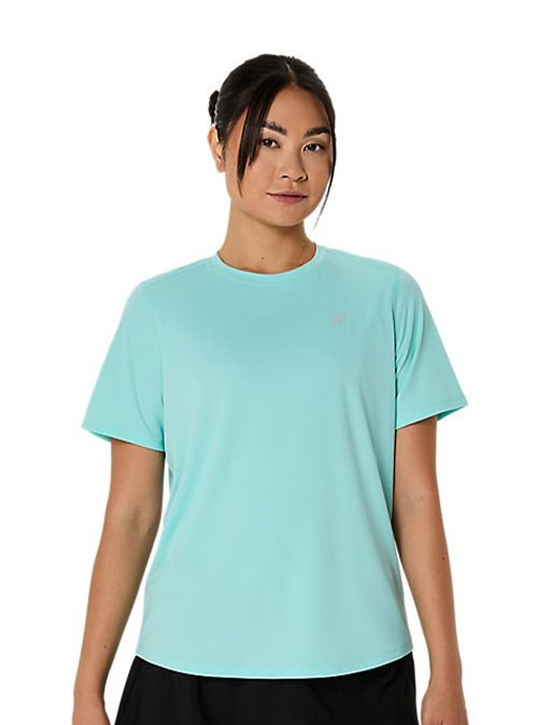 

ASICS Women Solid Round Neck T-shirt, Blue