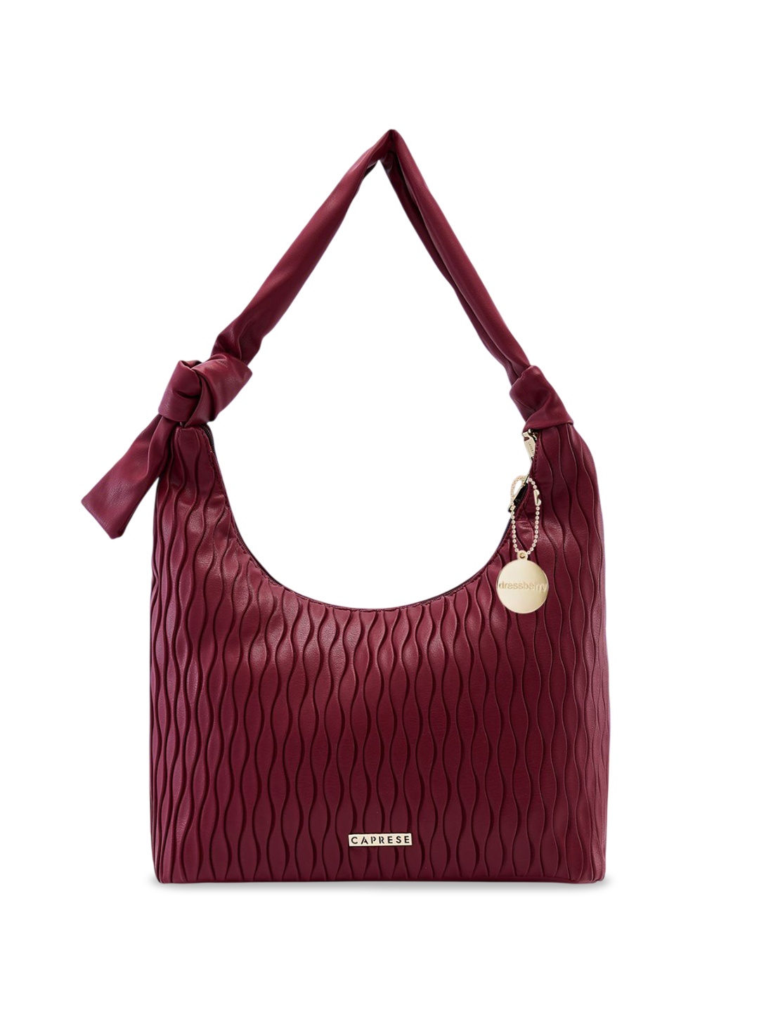 

DressBerry X CAPRESE Structured Shoulder Bag with Fringed, Burgundy