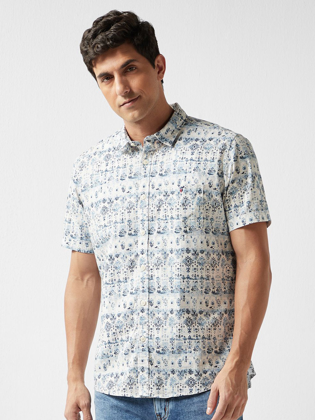 

Louis Philippe Jeans Men Slim Fit Opaque Printed Casual Shirt, White