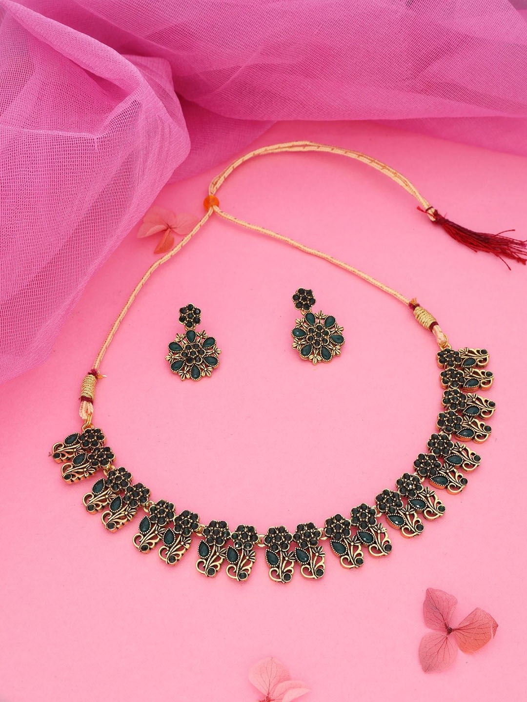 

Lyriss Gold-Plated American Diamond Studded Jewellery Set