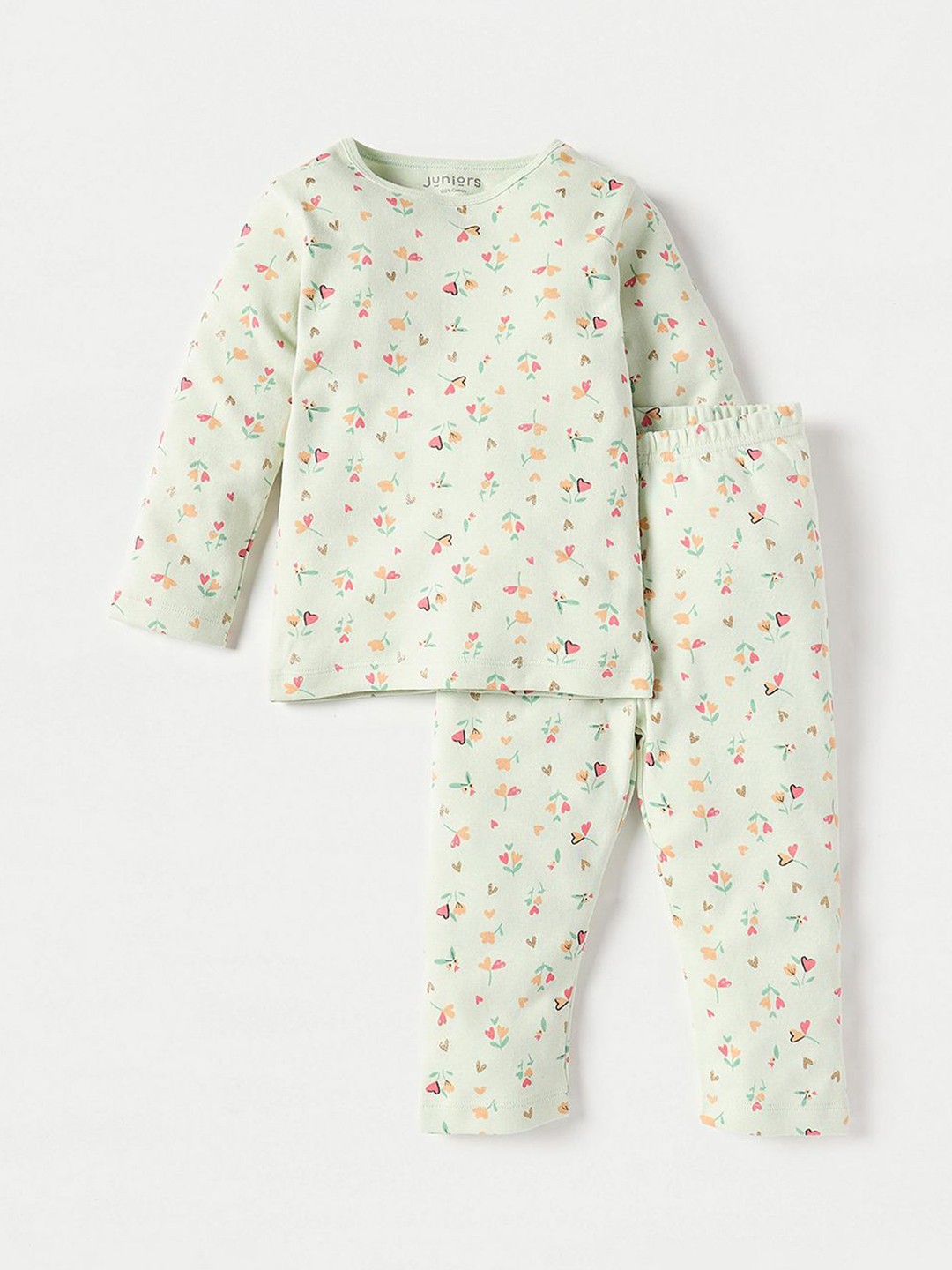 

Juniors by Babyshop Girls Printed T-shirt with Pyjamas, Green