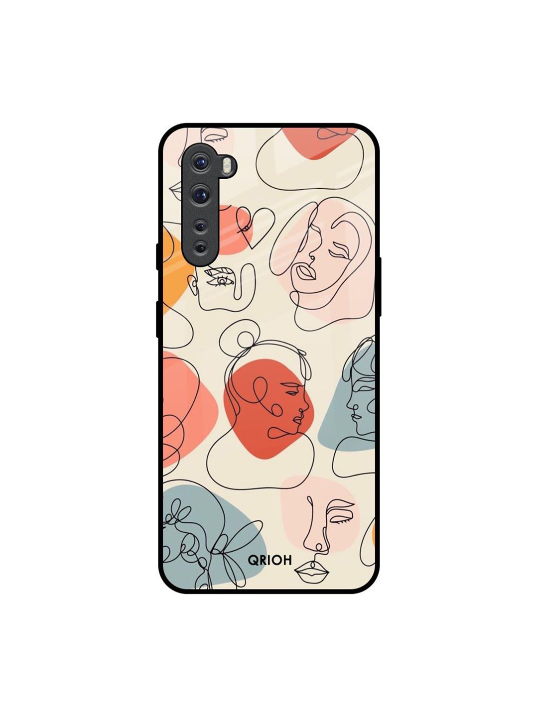 

QRIOH Abstract Faces Printed OnePlus Nord Back Case, Beige