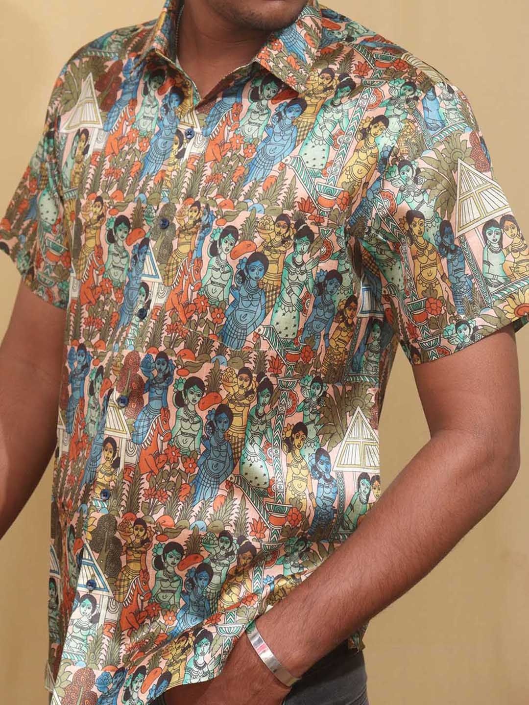 

Luxurionworld Men Modern Semi Sheer Printed Casual Shirt, Multi