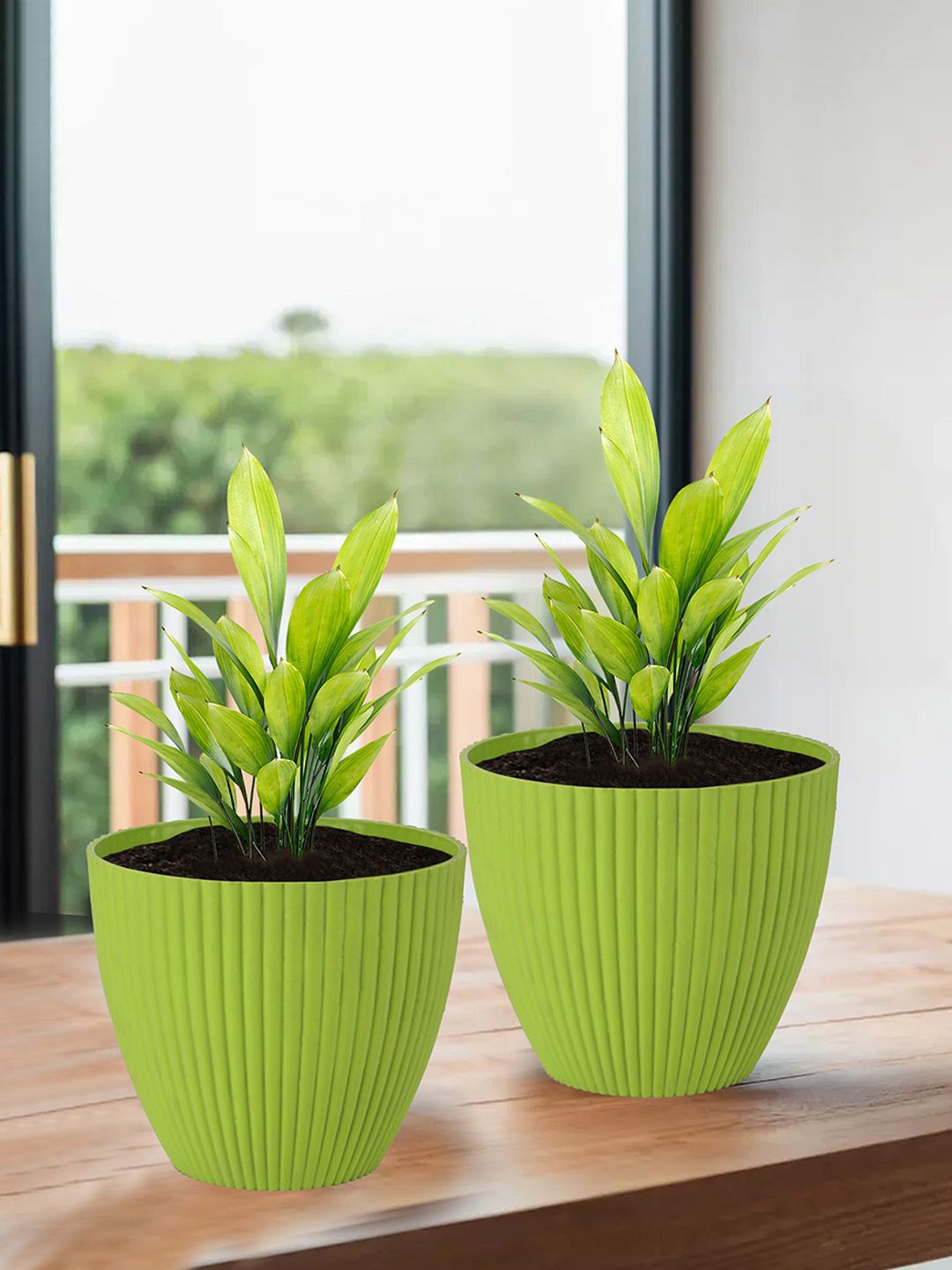 

Kuber Industries Green 4 Pieces Textured Durable Planters