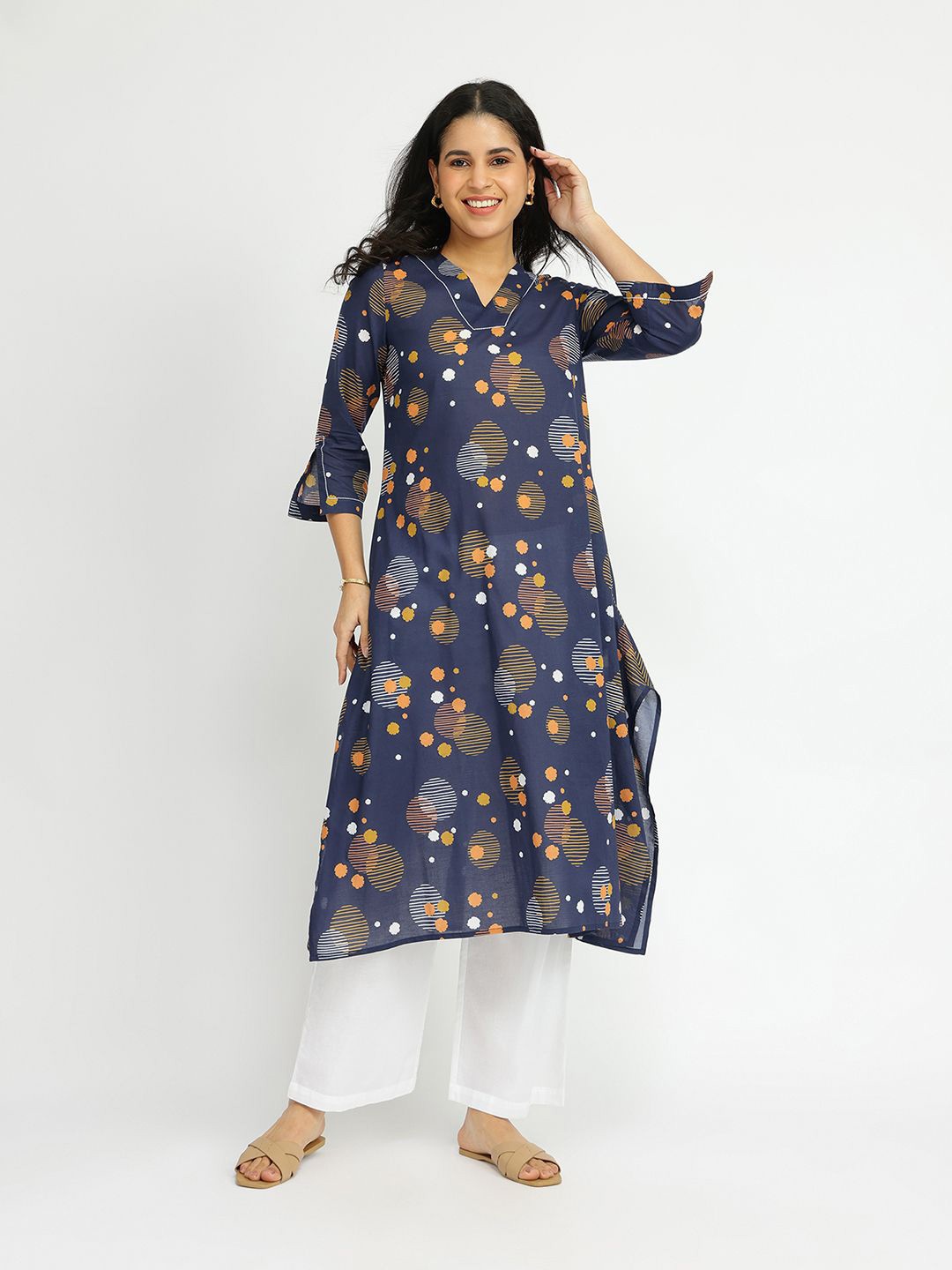 

Pink Fort Geometric Printed Kurta, Blue
