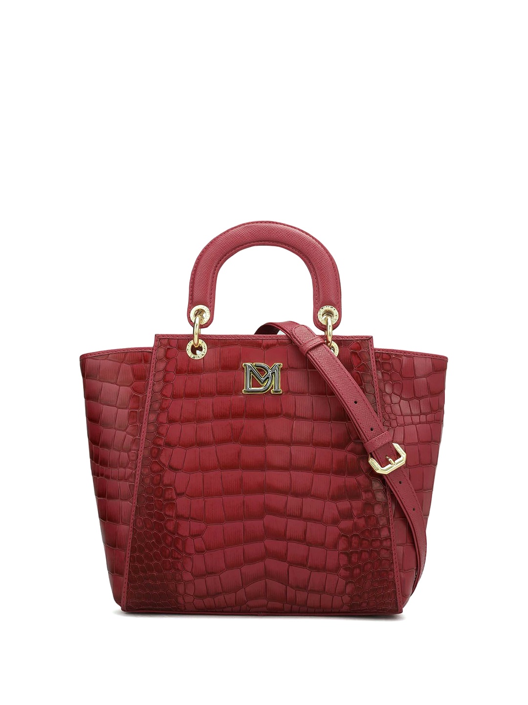 

Da Milano Textured Leather Structured Satchel with Quilted, Magenta