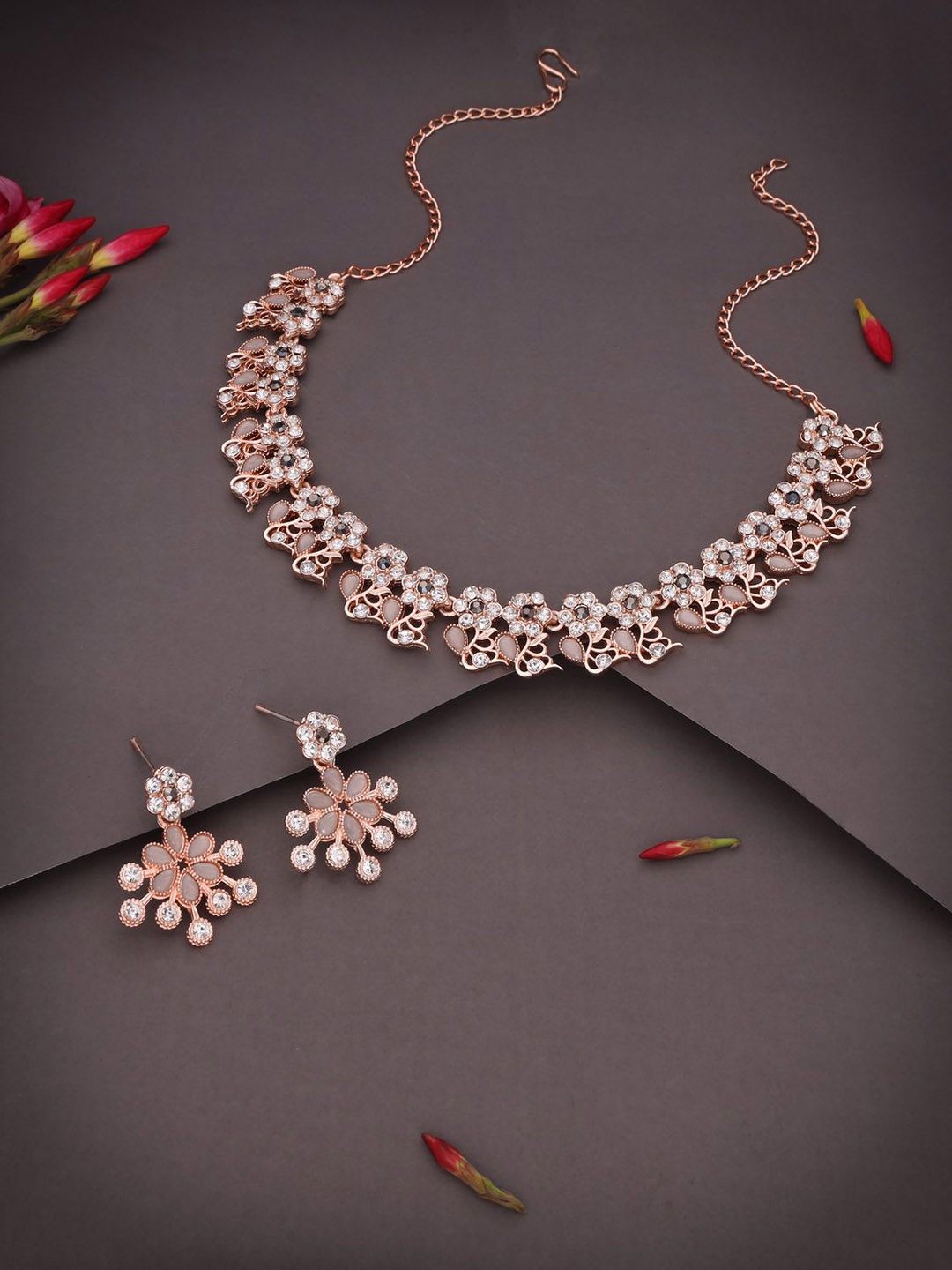 

Lyriss Gold-Plated American Diamond Studded Necklace And Earrings