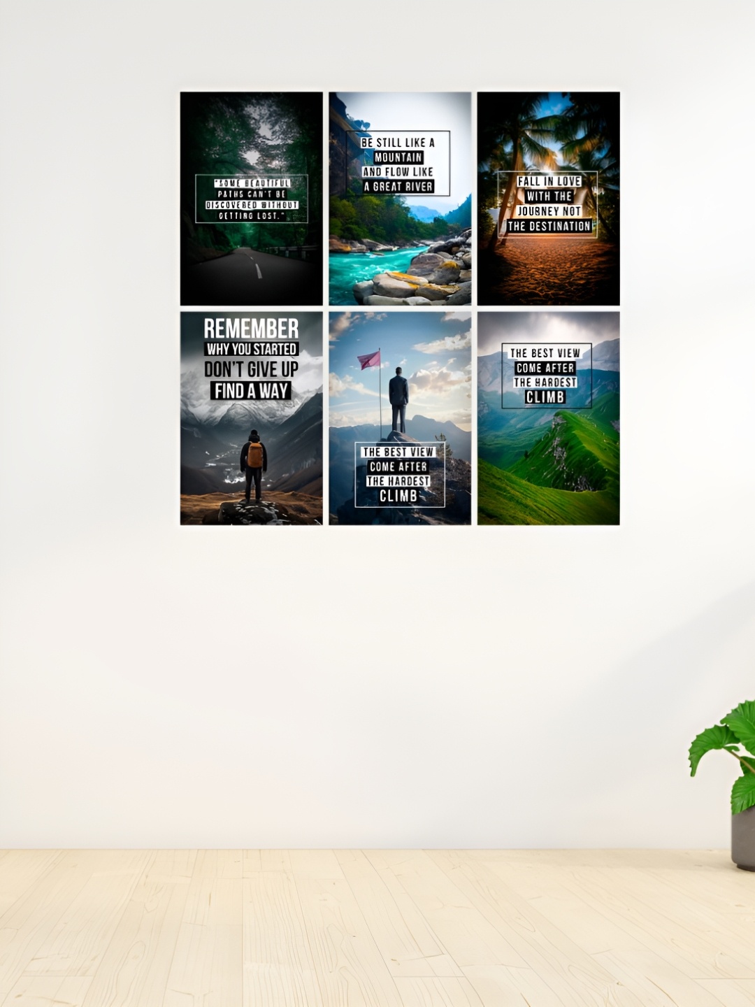 

CVANU White And Green 6 Piece Abstract Paper Wall Poster