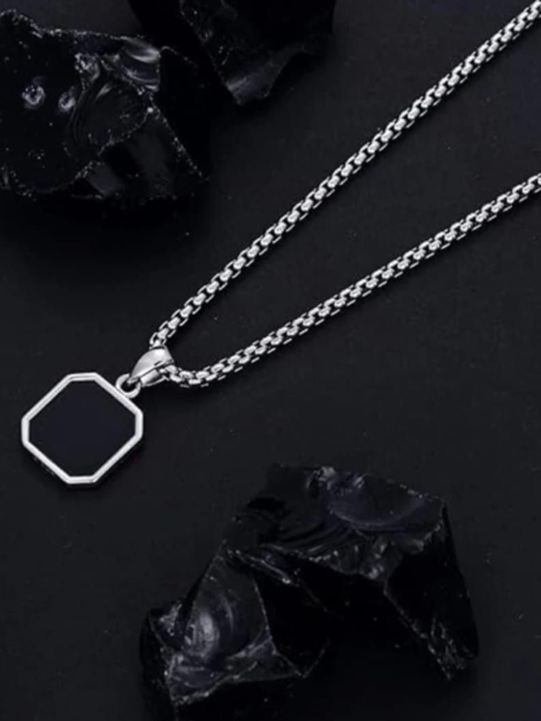 

Omaya Jewels Mens Silver-Tone Square Pendants With Chains