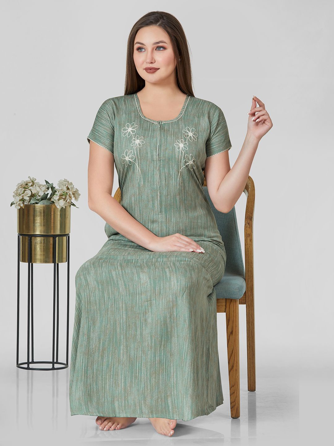 

Sand Dune Printed Maxi Nightdress, Green