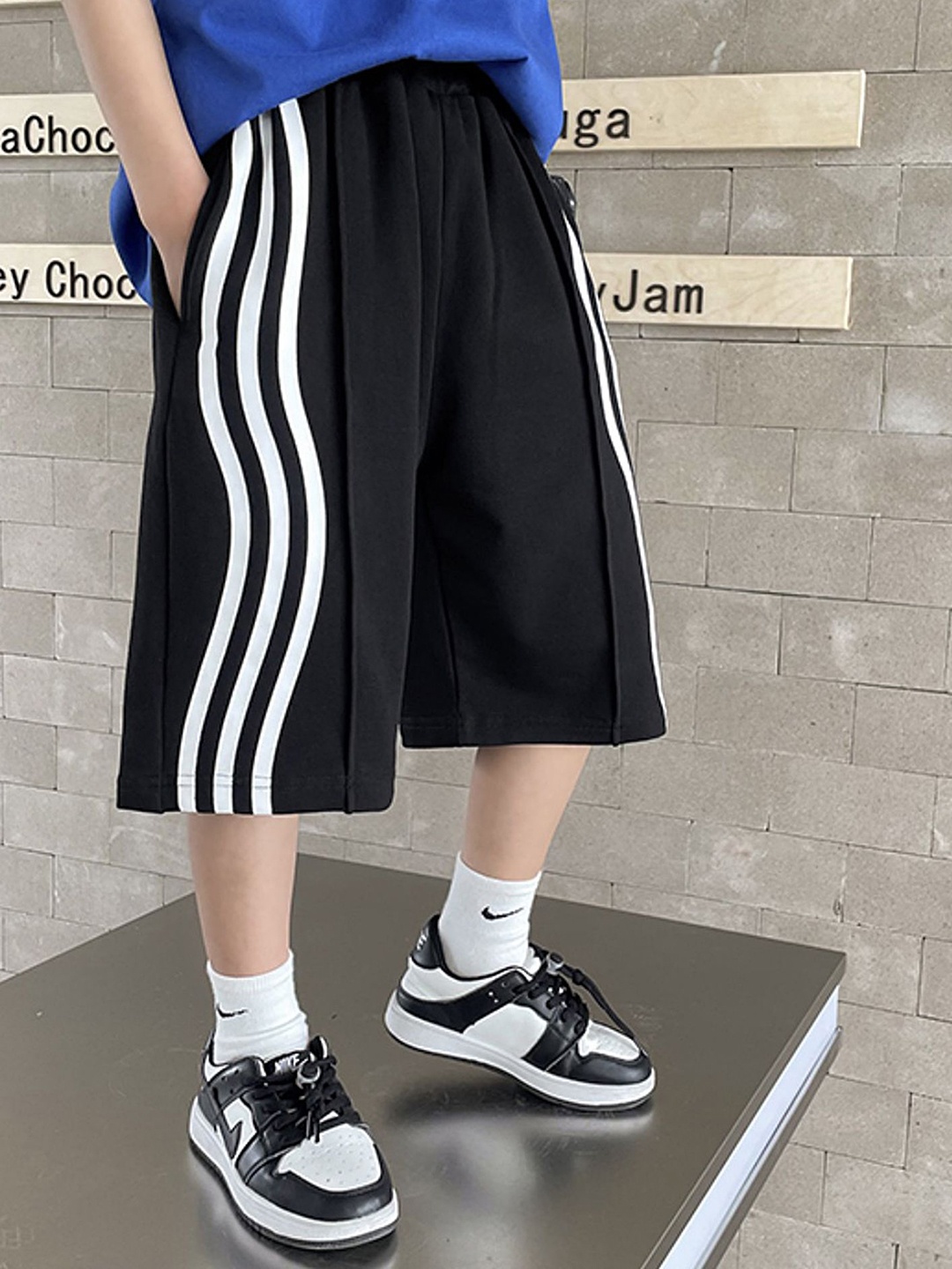 

LULU & SKY Boys Striped Shorts, Black